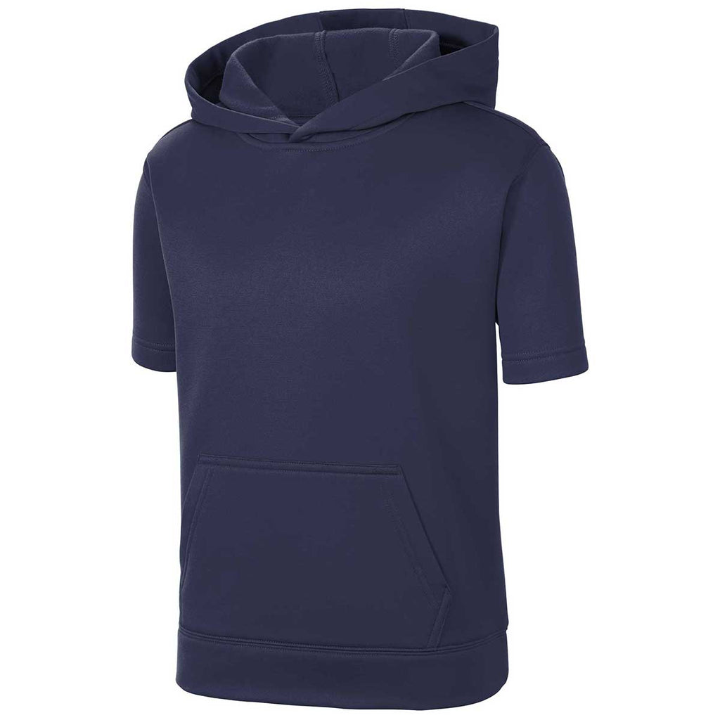 Sport-Tek Youth Navy Sport-Wick Fleece Short Sleeve Pullover Hoodie