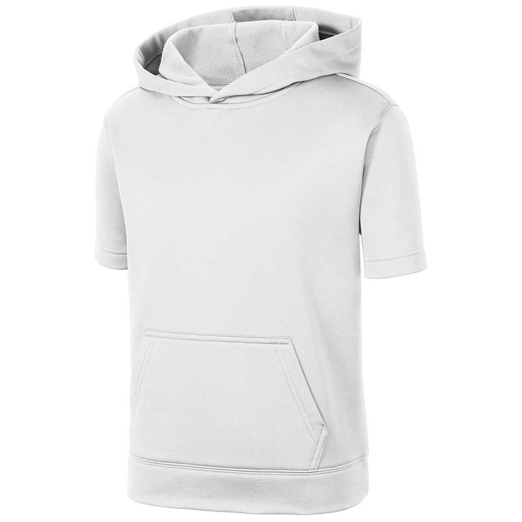 Sport-Tek Youth White Sport-Wick Fleece Short Sleeve Pullover Hoodie