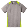 Sport-Tek Youth Vintage Heather/ Lime Shock Heather Colorblock Contender Tee