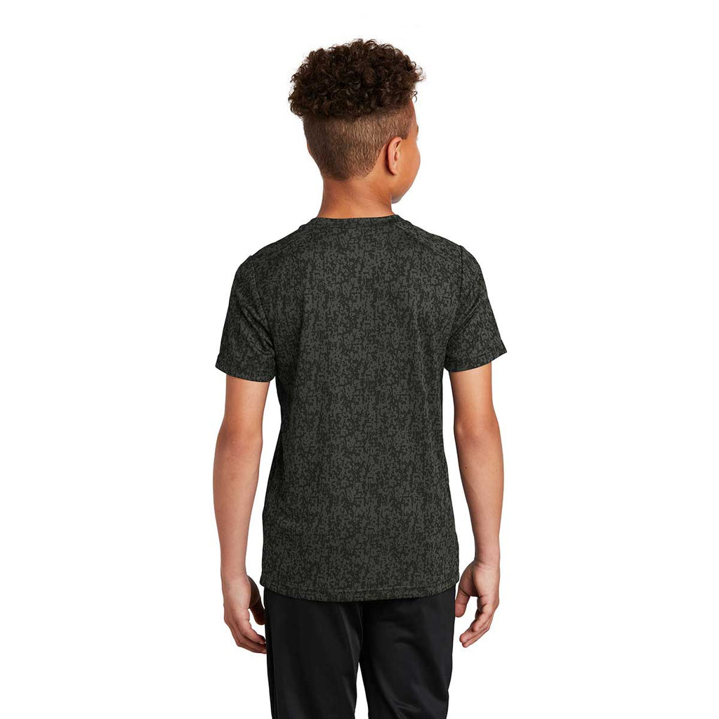 Sport-Tek Youth Black PosiCharge Digi Camo Short Sleeve Tee