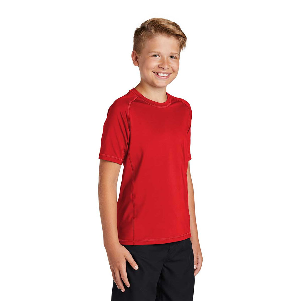 Sport-Tek Youth True Red Short Sleeve Rashguard Tee