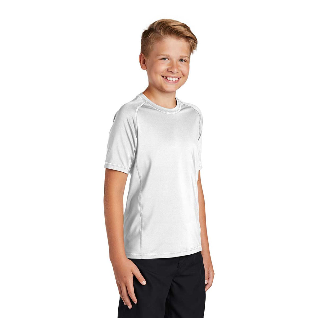 Sport-Tek Youth White Short Sleeve Rashguard Tee