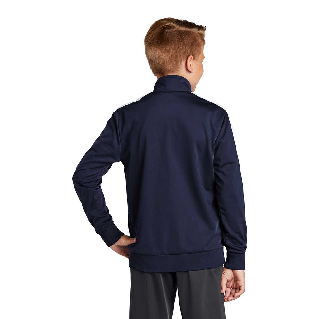 Sport-Tek Youth True Navy/White Tricot Track Jacket