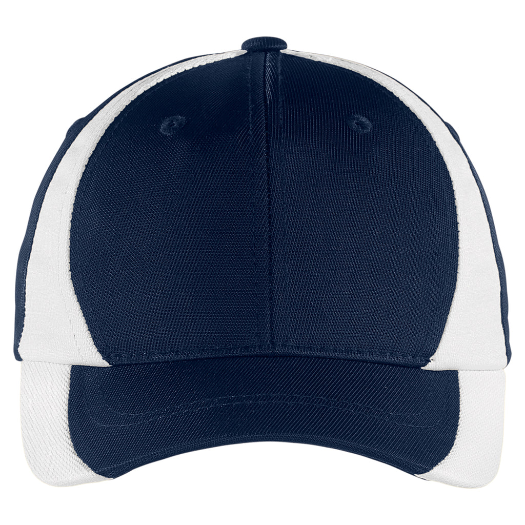Sport-Tek Youth True Navy/White Dry Zone Nylon Colorblock Cap