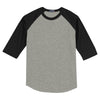 Sport-Tek Youth Heather Grey/Black Colorblock Raglan Jersey